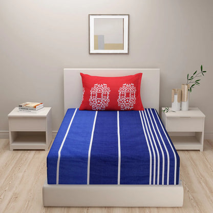 Blue Printed Cotton Bedding Set With Pillow Covers | Single, Double Or King Size | 60 x 90 Inches , 90 x 108 Inches , 108 x 108 Inches