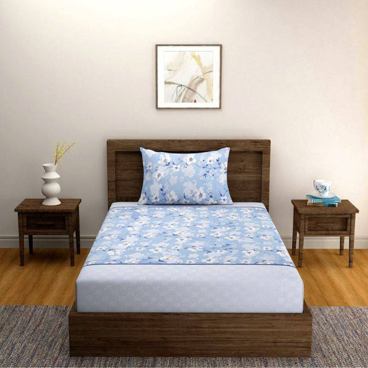 Modern Blue Geometric Premium Print Cotton Bedding Set Single Size