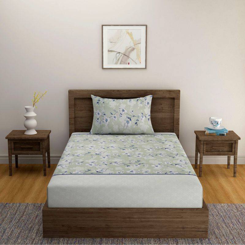 Classy Green Geometric Premium Print Cotton Bedding Set Single Size