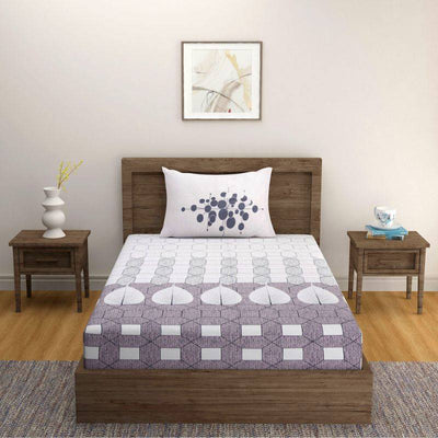 Grey Motifs Floral Modern Print Cotton Satin Bedding Set Single Size