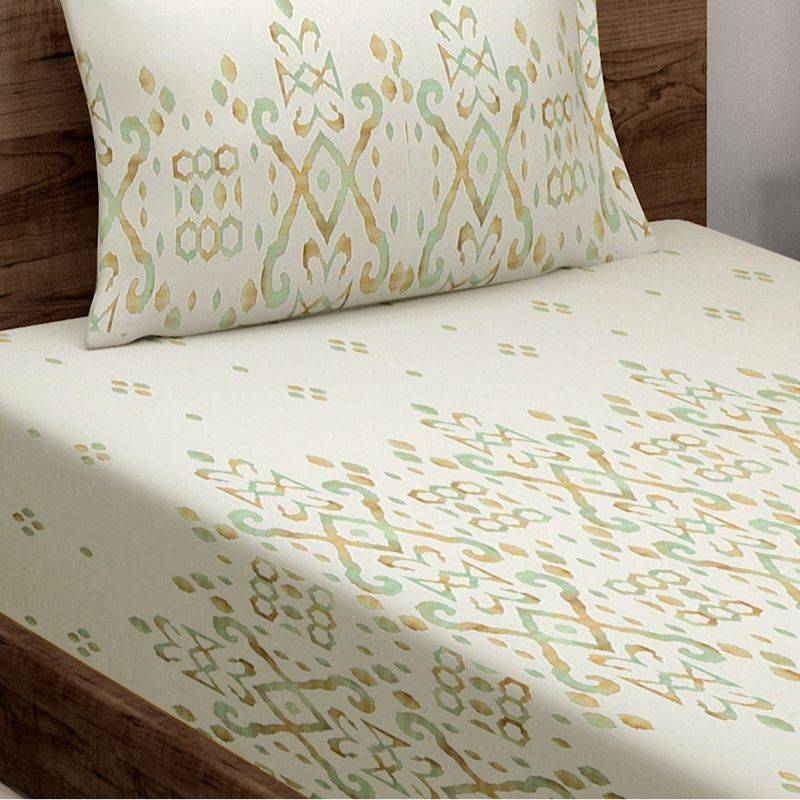 White Motifs Exclusive Print Cotton Satin Bedding Set Single Size