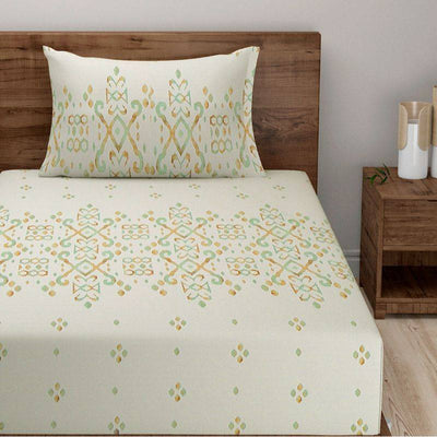 White Motifs Exclusive Print Cotton Satin Bedding Set Single Size