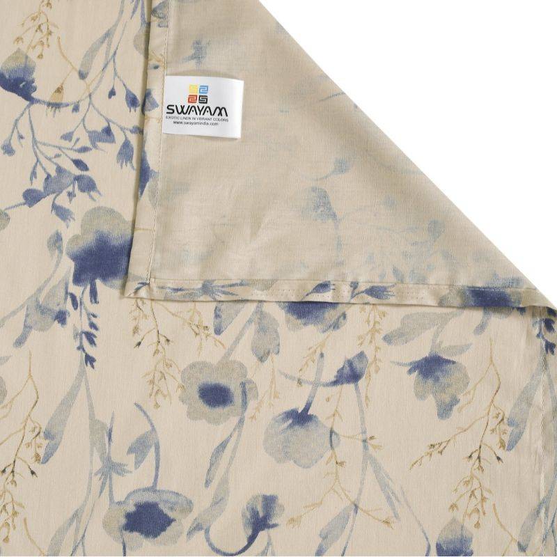 Chic Beige Floral Exclusive Print Cotton Satin Bedding Set Single Size