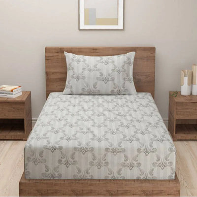 Grey Floral Exclusive Print Cotton Satin Bedding Set Single Size