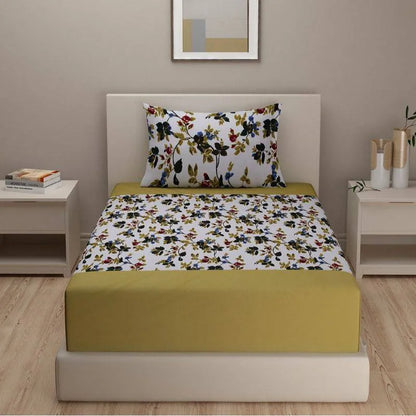 Sea Green Floral Print Cotton Bedding Set | Single Default Title