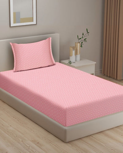 Pink Pure Magic Pure Cotton Single Bedsheet With Pillow Cover | 90 x 60 inches