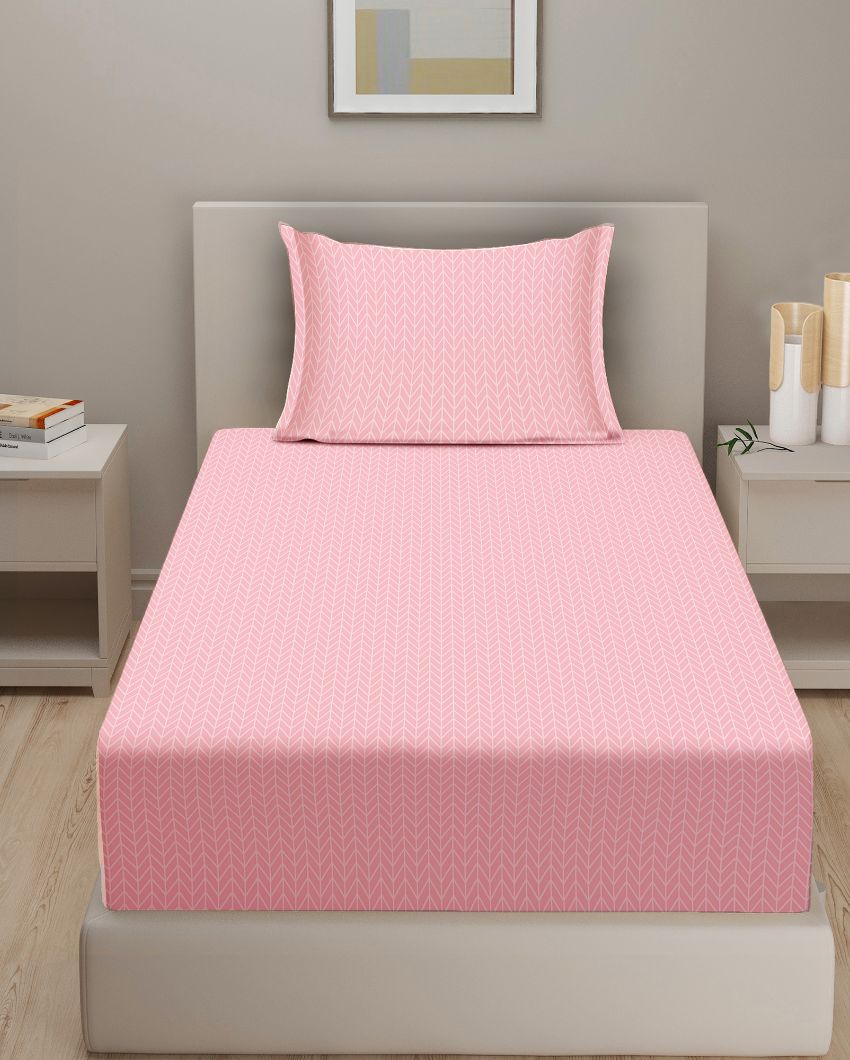 Pink Pure Magic Pure Cotton Single Bedsheet With Pillow Cover | 90 x 60 inches