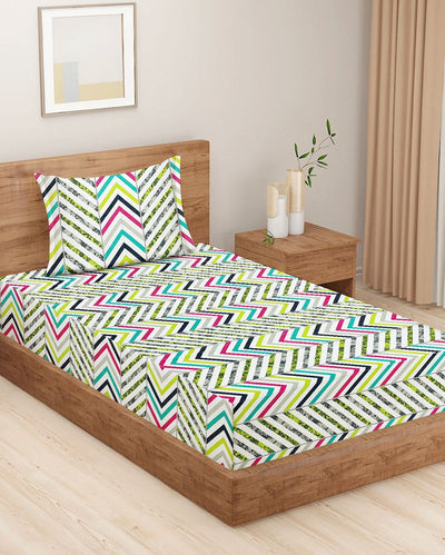 Geometric Sparkle Cotton Single Bedsheet With Pillow Cover | 90 x 60 inches