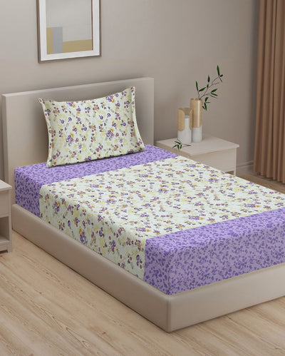 Purple Veda Pure Cotton Single Bedsheet With Pillow Cover | 90 x 60 inches