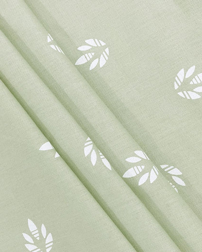 Green Geometric Zinnia Cotton Single Bedsheet With Pillow Cover | 90 x 60 inches