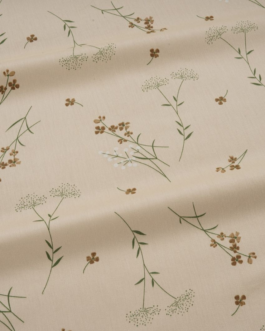 Brown Floral Zinnia Cotton Single Bedsheet With Pillow Cover | 90 x 60 inches