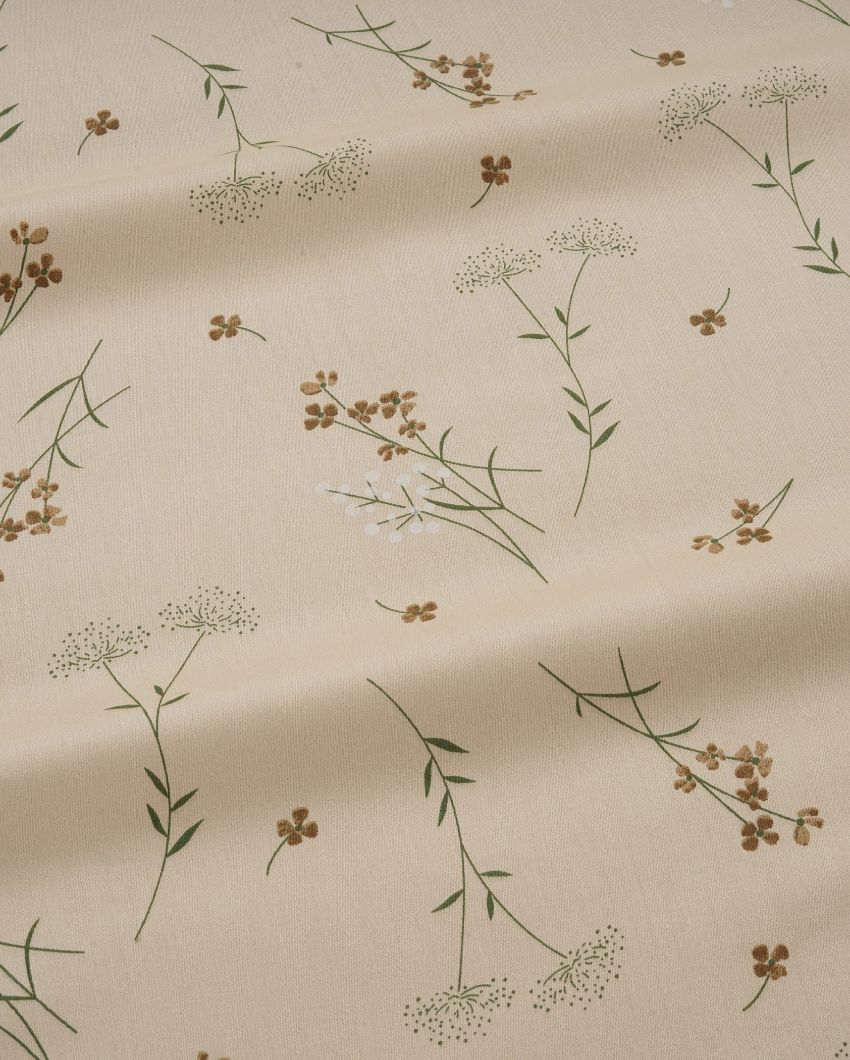 Brown Floral Zinnia Cotton Single Bedsheet With Pillow Cover | 90 x 60 inches