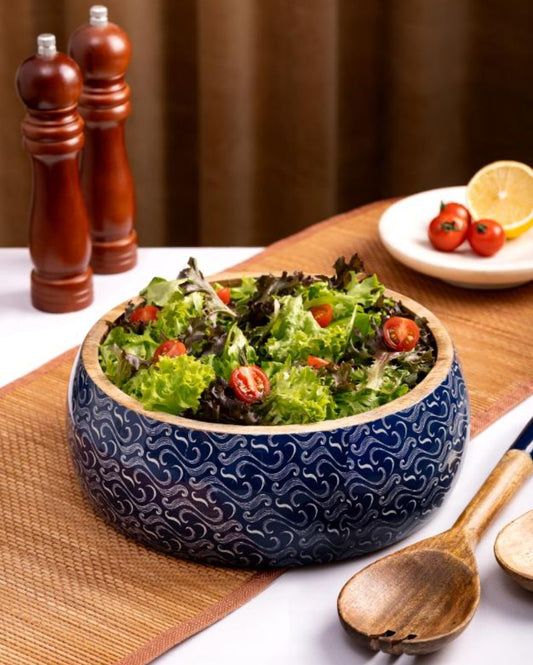 Wabi Sabi Wooden Salad Bowl With Server Set