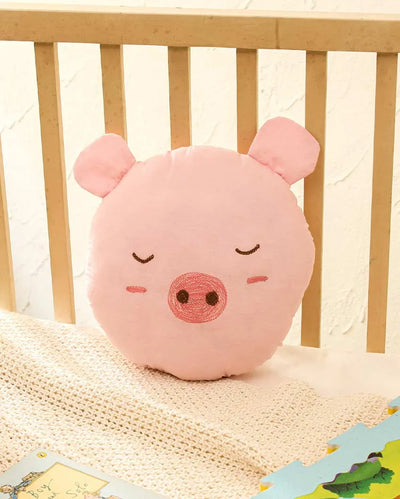 Happy Piglet Cotton Cushion | 11x11 inches