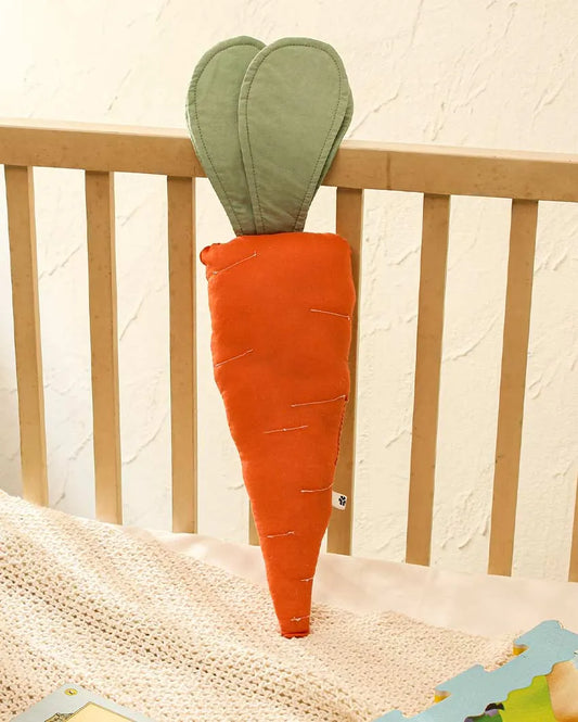 Radiant Carrot Cotton Cushion | 6x15 inches