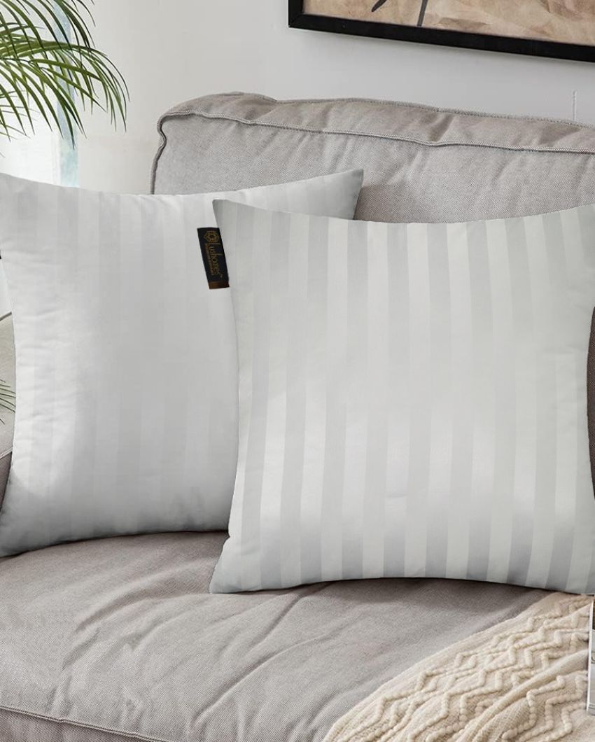 Modern Stripe Polyester Cushion Covers | Set of 2 | 12x12 Inches