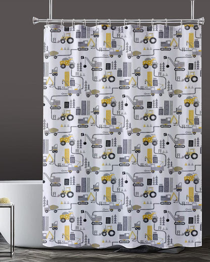 Yellow Factory Kids Printed Polyester Shower Curtain With 12 Eyelet & 12 Hooks | 6 X 6.5 Ft