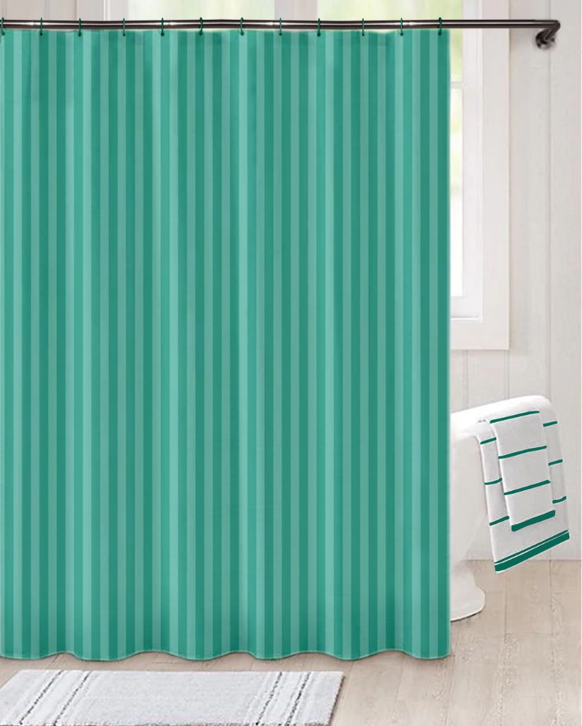 Long Stripes Design Polyester Waterproof Shower Curtains | 6 X 6.5 Ft