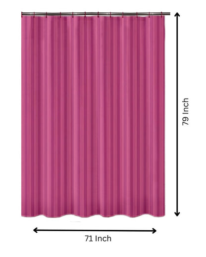 Plain Thin Stripes Printed Polyester Bathroom Curtain With 10 Eyelet & Hooks | 6 X 6.5 Ft