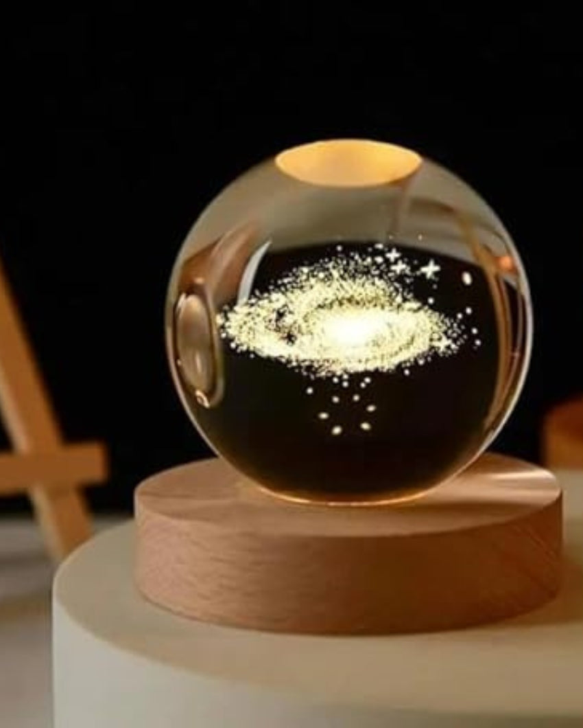 Beautiful Clear 3D Galaxy Crystal Ball Night Lamp | 3 x 3 inches