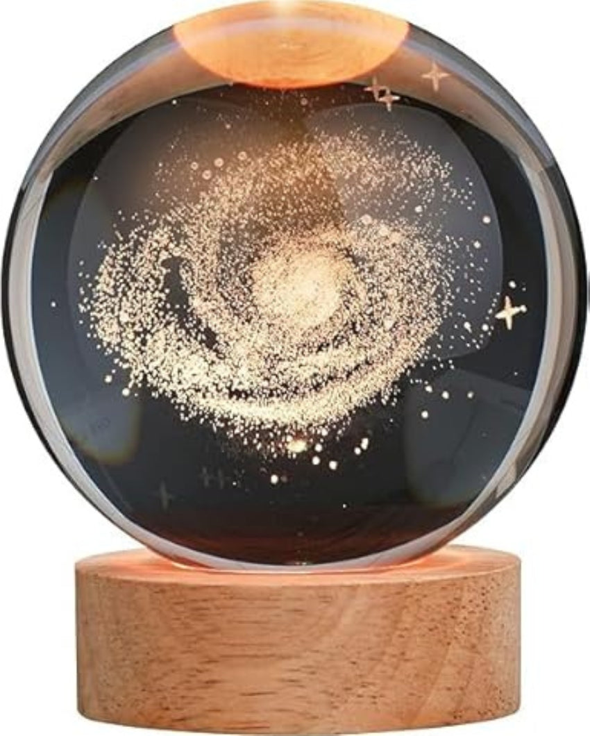 Beautiful Clear 3D Galaxy Crystal Ball Night Lamp | 3 x 3 inches