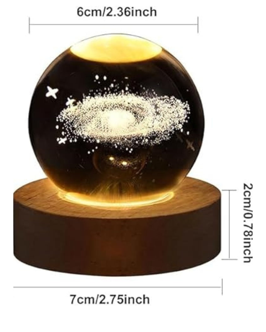 Beautiful Clear 3D Galaxy Crystal Ball Night Lamp | 3 x 3 inches