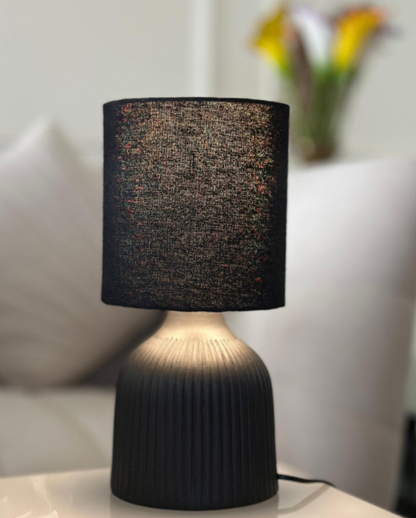 Beautiful Design Black Ribbed Table Lamp | 6 x 13 inches