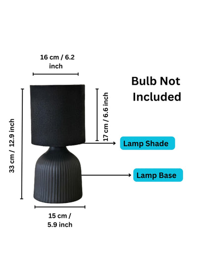 Beautiful Design Black Ribbed Table Lamp | 6 x 13 inches