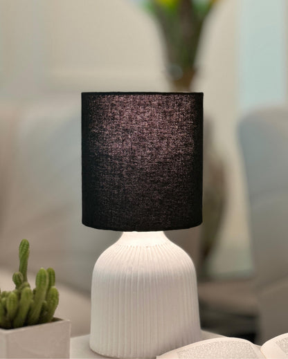 Elegant Black Shade Ribbed Night Table Lamp | 6 x 13 inches