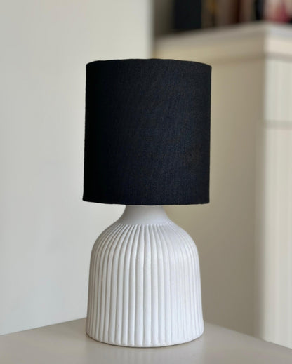 Elegant Black Shade Ribbed Night Table Lamp | 6 x 13 inches