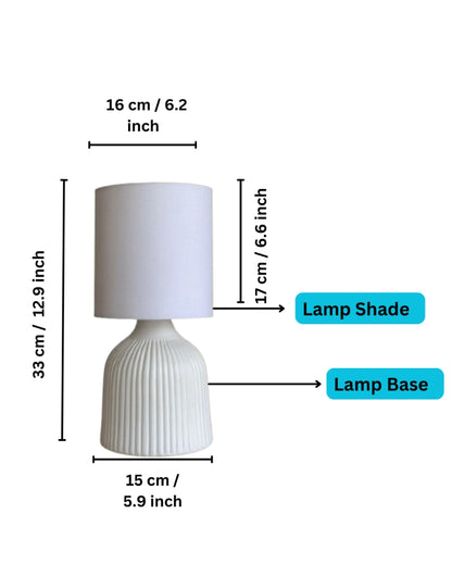 Beautiful White Ribbed Shade Table Lamp | 6 x 13 inches