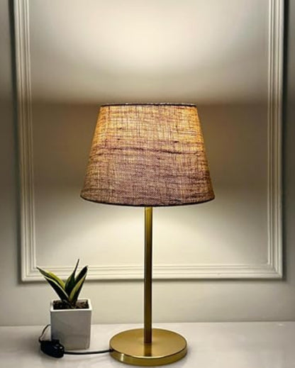 Contemporary Brown Shade Jute Tapered Finish Table Lamp | 7 x 20 inches