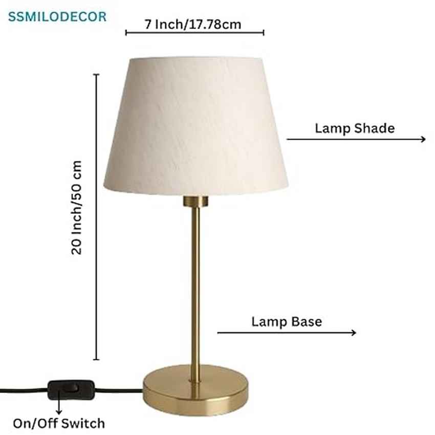 Sleek Modern Golden Stand with Off-White Tapered Shade Table Lamp | 7 x 20 inches