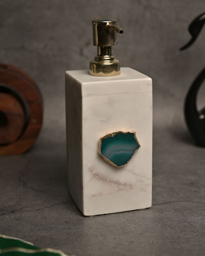 Agate Refillable Marble Soap Dispenser For Bathroom Green