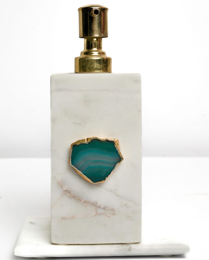 Agate Refillable Marble Soap Dispenser For Bathroom Green