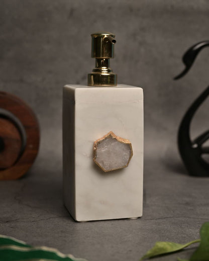 Agate Refillable Marble Soap Dispenser For Bathroom White