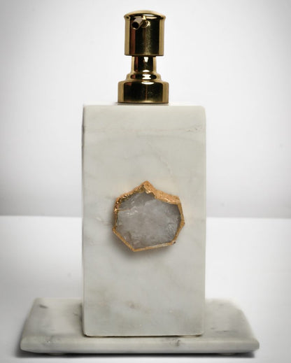 Agate Refillable Marble Soap Dispenser For Bathroom White