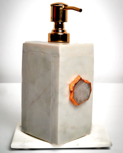 Agate Refillable Marble Soap Dispenser For Bathroom White
