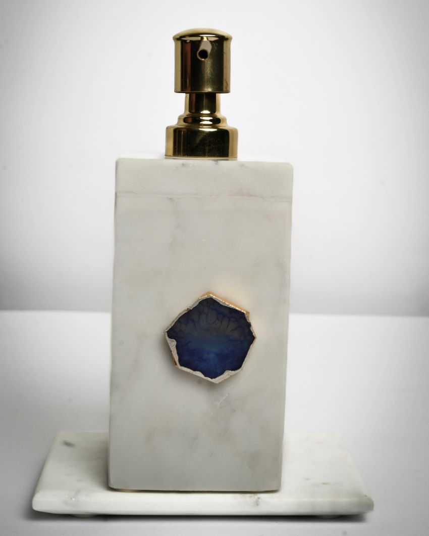 Agate Refillable Marble Soap Dispenser For Bathroom Blue