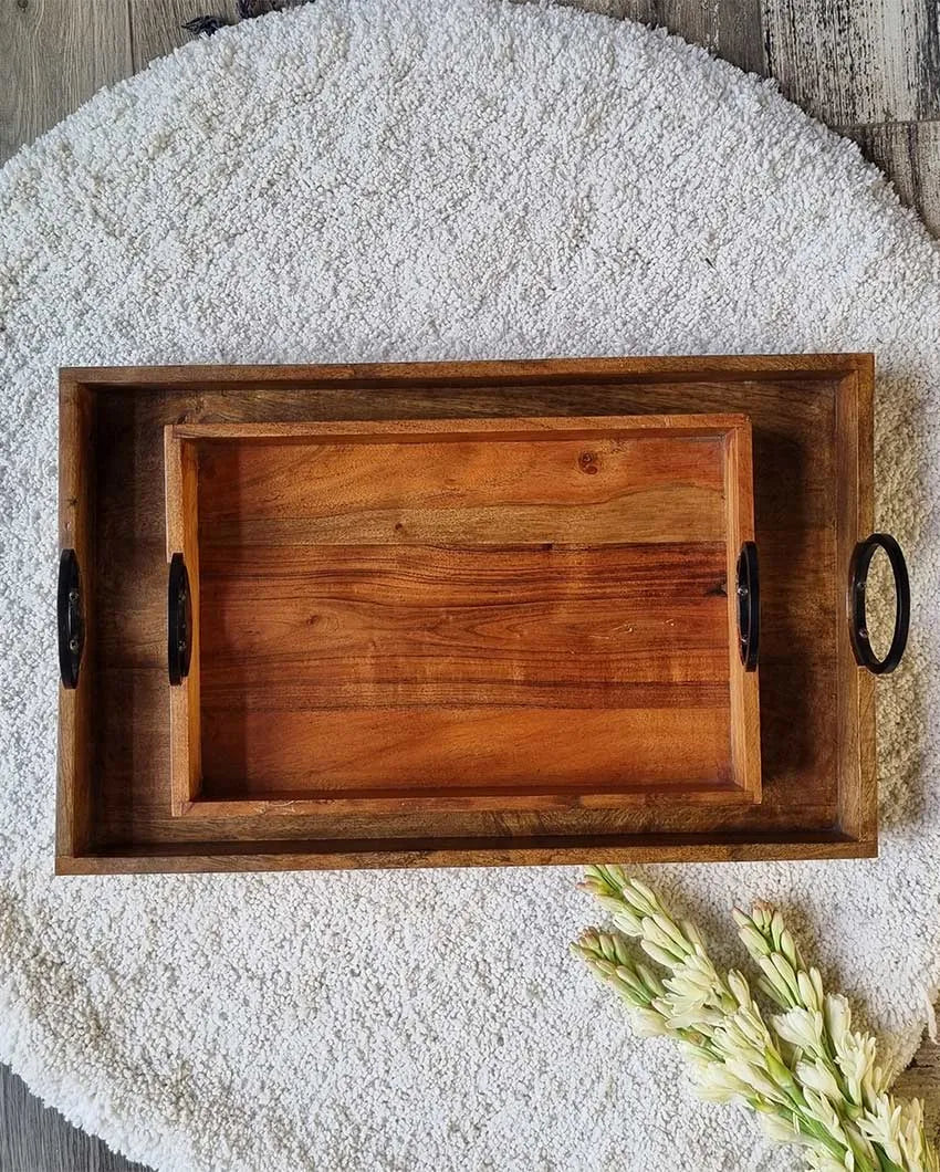 Mahogany Brown Cane Rectangle Tray | Brown