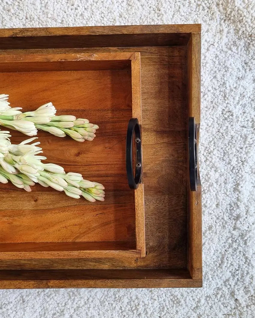 Mahogany Brown Cane Rectangle Tray | Brown