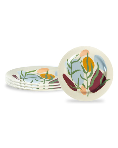 Green Floral Non Toxic Eco Friendly Bamboo Dinner Plates | 11 inches