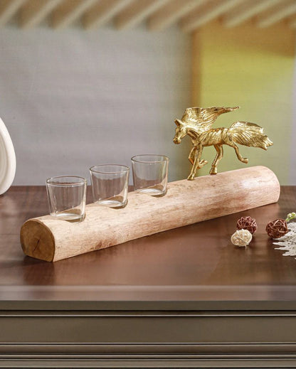 Unique Stallion Sips Shot Glasses with Stand | Pack of 4 | 7 x 2 x 3 inches