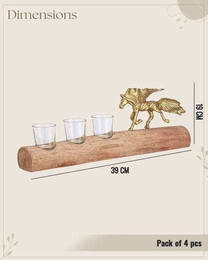 Unique Stallion Sips Shot Glasses with Stand | Pack of 4 | 7 x 2 x 3 inches