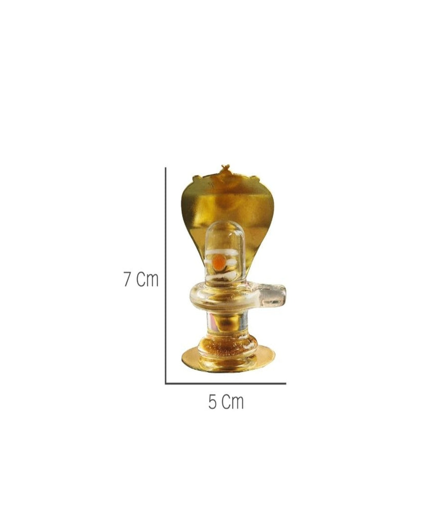 Sacred Crystal Shivling with Vasuki & Trishul Figurine | Set of 3 | 3 x 2 inches