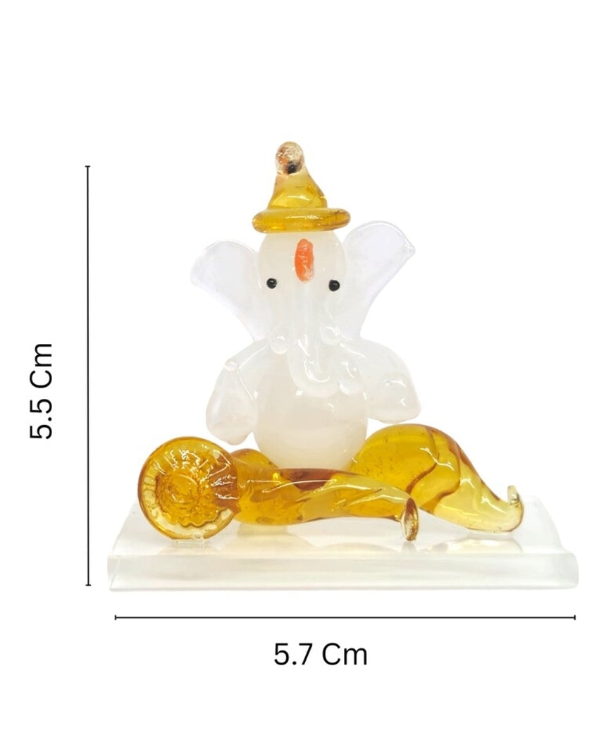 Graceful Lord Ganesh Car Dashboard Figurine | Set of 4 | 2 x 2 inches