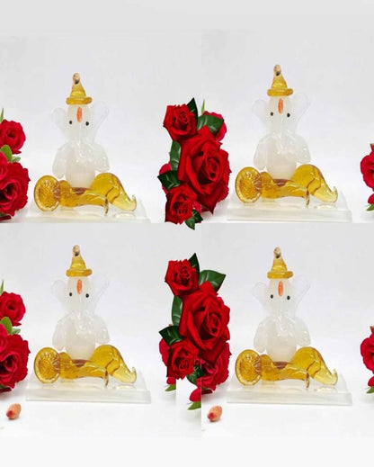 Graceful Lord Ganesh Car Dashboard Figurine | Set of 4 | 2 x 2 inches