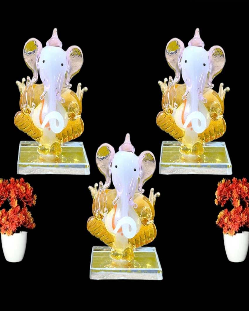 Divine Lord Ganpati Idols | Set of 3 | 3 x 2 inches