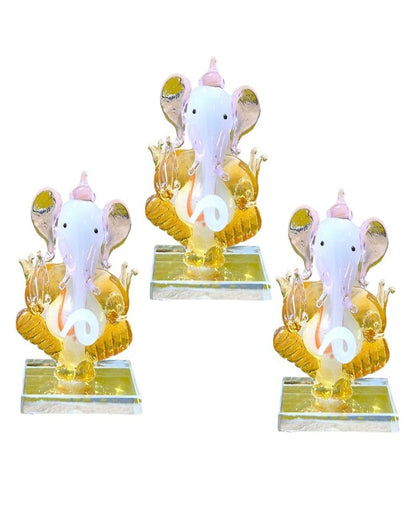 Divine Lord Ganpati Idols | Set of 3 | 3 x 2 inches