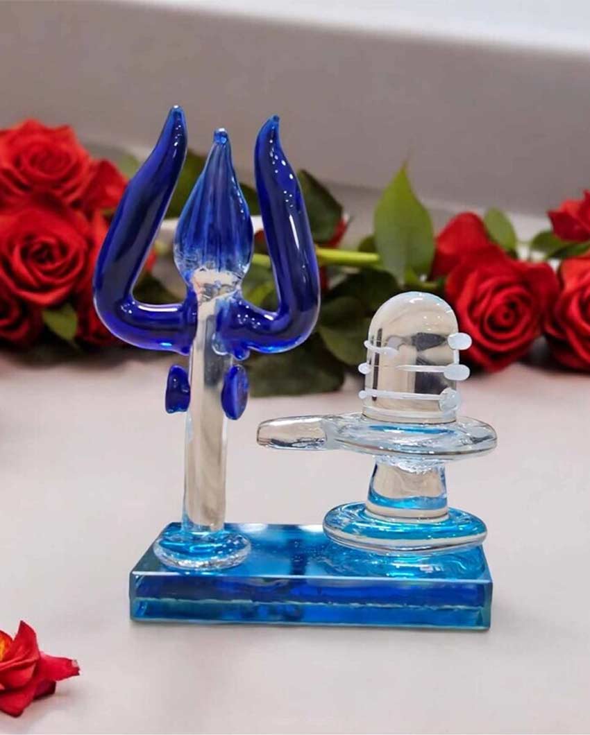 Beautiful Crystal Shivling with Shesh Naag Idols | Set of 4 | 3 x 2 inches